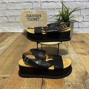 MM6 By Maison Martin Margiela black leather western flatform sandals 11